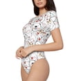 thumbnail image 1 of Goofa Cat Bear Rabbit Printed Women Rash Guard Short Sleeve,Tummy control Swimsuit Surfing Swimsuit Bathing Suit One Piece Swimsuit UPF 50-Large, 1 of 9