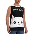 thumbnail image 1 of Goofa Cat Meow Printed Men's Sleeveless T-Shirt - Athletic Gym Workout Tank Top for Men - Moisture-Wicking, UPF 30+ Quick-Dry Muscle Tee-, 1 of 8