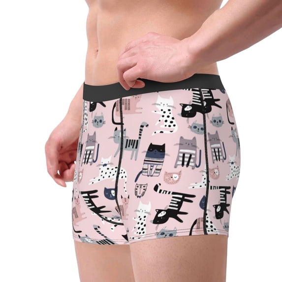 Goofa Cat Printed Men's Boxer Briefs Underwear, Moisture-Wicking Underwear, Trunk,Soft and Breathable Cotton Underwear-Large