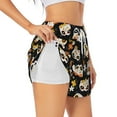 thumbnail image 1 of Goofa Cat Skulls and Flowers Printed Women 2 in 1 Running Shorts,Quick Dry Athletic Workout Shorts,High Waisted Athletic Shorts with Liner Pockets-Large, 1 of 9