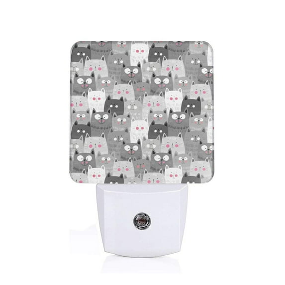 Goofa Cats Group Night Light, Plug-in, Dusk to Dawn Sensor, Warm White, Ambient Lighting, Ideal Kids Adults Nightlight-US