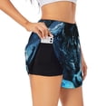 thumbnail image 1 of Goofa Celestial Ram Night Sky Printed Women 2 in 1 Running Shorts,Quick Dry Athletic Workout Shorts,High Waisted Athletic Shorts with Liner Pockets-, 1 of 9
