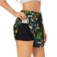 thumbnail image 1 of Goofa Chamomile Printed Women 2 in 1 Running Shorts,Quick Dry Athletic Workout Shorts,High Waisted Athletic Shorts with Liner Pockets-X-Large, 1 of 9