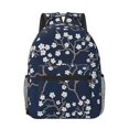 thumbnail image 1 of Goofa Cherry Blossoms on Navy Background Pattern Comfortable Student Backpack - Ergonomic Design, Durable, Water-Resistant, Multi-Compartment,Travel, and Outdoor Activities, 1 of 5