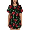 thumbnail image 1 of Goofa Cherry for Womens Cotton 2 Piece Pajamas Set Classic Short Sleeve Pjs Set Soft Button Down Sleepwear Loungewear-Large, 1 of 7