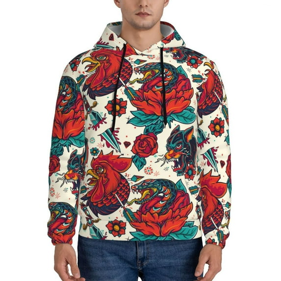 Goofa Chicken for Men's Hooded Sweatshirt - Lightweight Pullover Hoodie with Kangaroo Pocket, Perfect for Everyday Wear-Large