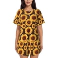 thumbnail image 1 of Goofa Chocolate Plaid Sunflower for Womens Cotton 2 Piece Pajamas Set Classic Short Sleeve Pjs Set Soft Button Down Sleepwear Loungewear-4X-Large, 1 of 7