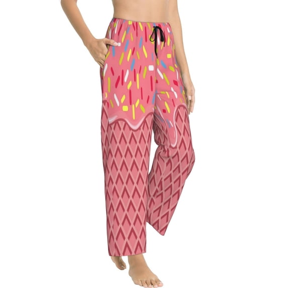 Goofa Chocolate with Flowing Cream Printed Soft Pajama Pants for Women, Wide Leg Comfy Casual Lounge Yoga Pants-XX-Large