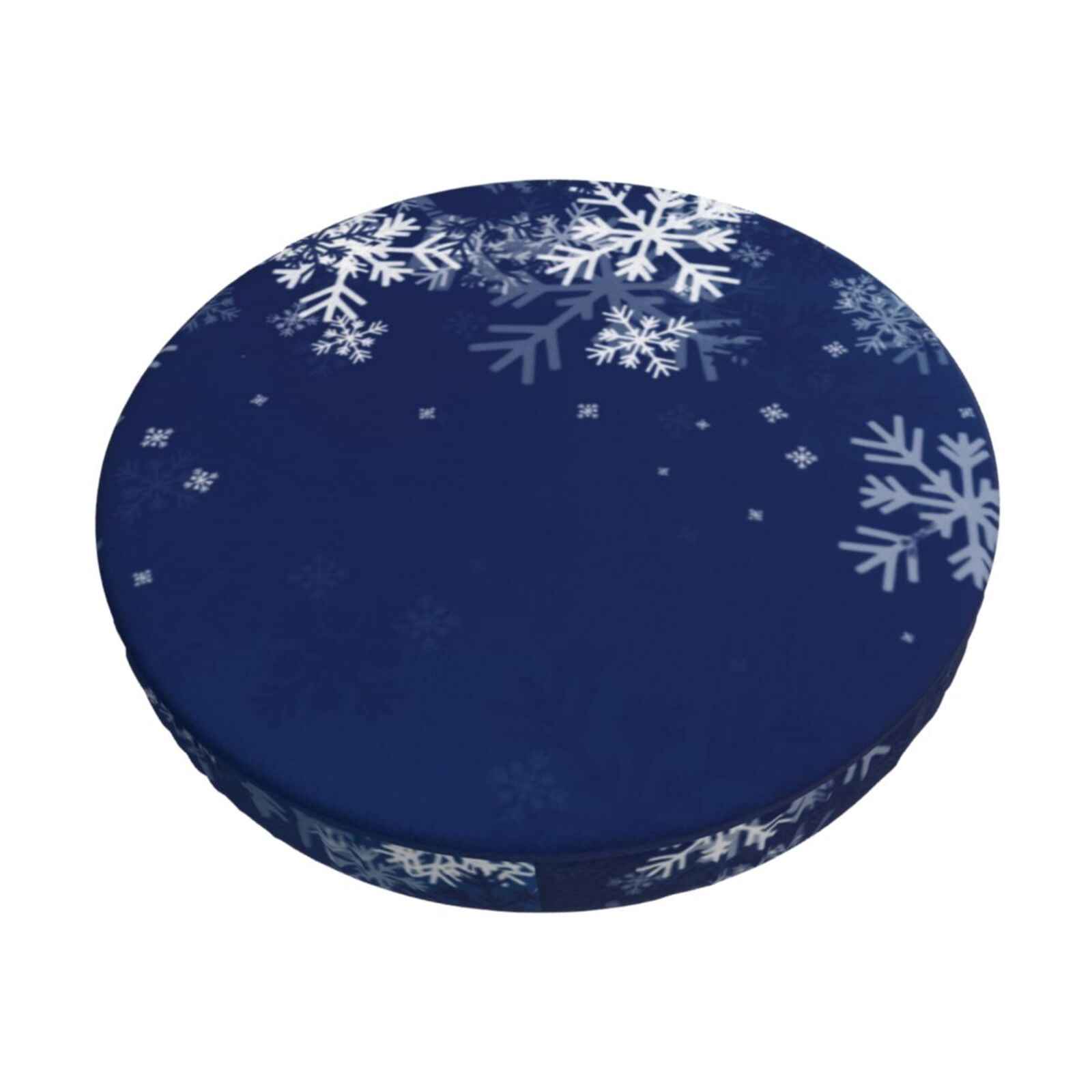 Goofa Christmas Blue Printed Stool Covers Round, Waterproof Round Bar