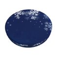 Goofa Christmas Blue Printed Stool Covers Round, Waterproof Round Bar
