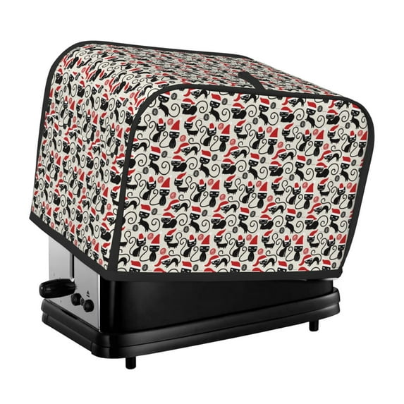 Goofa Christmas Cat Print Toaster Cover 2 Slice, Two Slice Bread Machine Cover Quilted Toaster Covers Bread Maker Cover Kitchen Appliance Cover