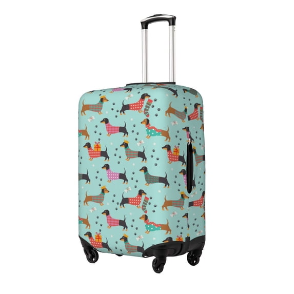 Goofa Christmas Dachshund Pattern Luggage Covers For Suitcase,Suitcase Cover Protector Fit 18-32 Inch Luggage-