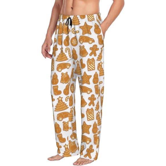 Goofa Christmas Elements Printed Soft Pajama Pants for Men, Wide Leg Comfy Casual Lounge Yoga Pants-Small