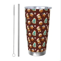 Goofa Christmas Gingerbread for 20 oz Skinny Tumbler Stainless Steel Coffee Mug Slim Vacuum Insulated Travel Cup Car Cup-Straw Two-piece Set