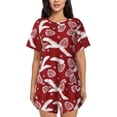 thumbnail image 1 of Goofa Christmas Holiday Pinecone for Womens Cotton 2 Piece Pajamas Set Classic Short Sleeve Pjs Set Soft Button Down Sleepwear Loungewear-Large, 1 of 7