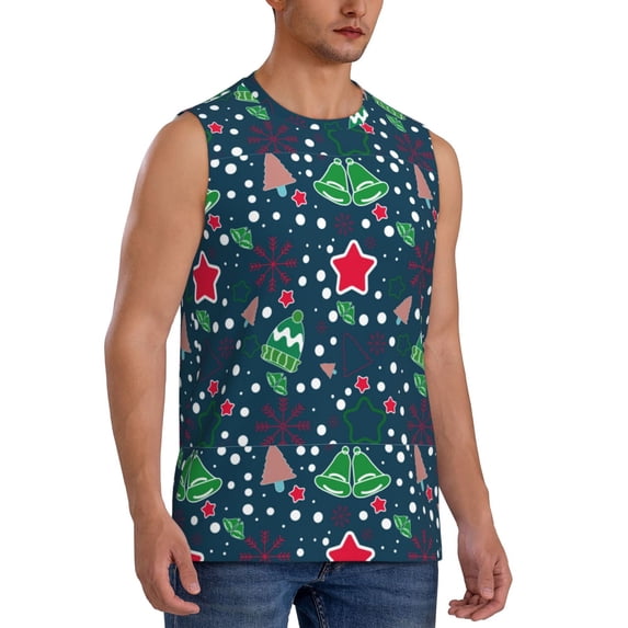 Goofa Christmas Printed Men's Sleeveless T-Shirt - Athletic Gym Workout Tank Top for Men - Moisture-Wicking, UPF 30+ Quick-Dry Muscle Tee-