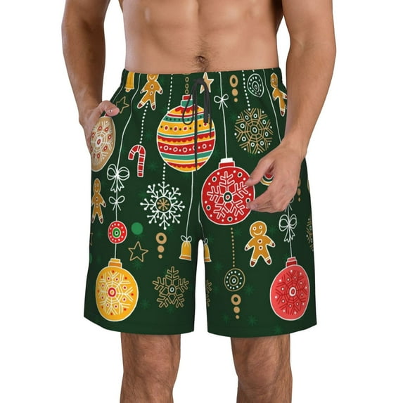 Goofa Christmas Printed Mens Swim Trunks Summer Quick Dry Short Beach Swimwear Bathing Suits-X-Large
