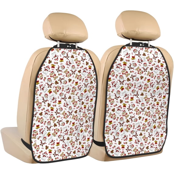 Goofa Christmas Santa Cartoon Snowman Pattern Car Back Seat Protector for Kids (2 Pack) ,Anti-kick Storage Mat for Car Seats,Shields from Footprints