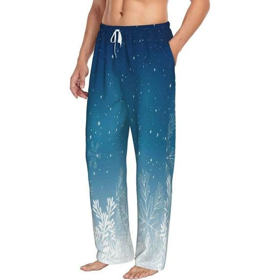 Goofa Christmas Snowflakes Printed Soft Pajama Pants for Men, Wide Leg Comfy Casual Lounge Yoga Pants-Small
