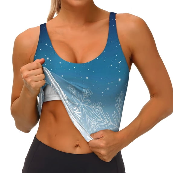 Goofa Christmas Snowflakes Printed Sports Bras for Women, High Impact Running Bra Workout Crop Tank Tops Longline Sports Bra Push up-X-Large