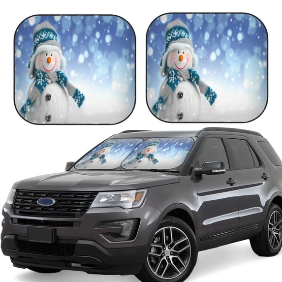 Goofa Christmas Snowman In The Snow Pattern 2 Piece Car Windshield Sun Shade Foldable | Front Windshield Shade for Sun, Heat and UV Rays | Sunshade for Car Front Window-Small