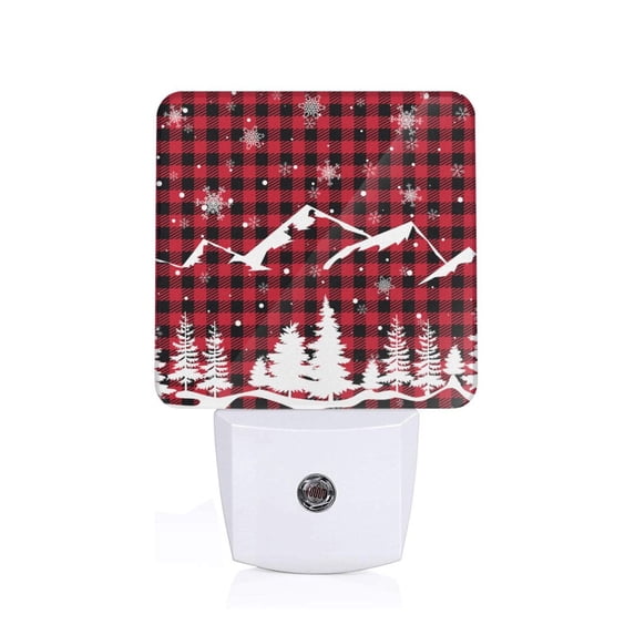 Goofa Christmas Tree Buffalo Plaid Night Light, Plug-in, Dusk to Dawn Sensor, Warm White, Ambient Lighting, Ideal Kids Adults Nightlight-EU