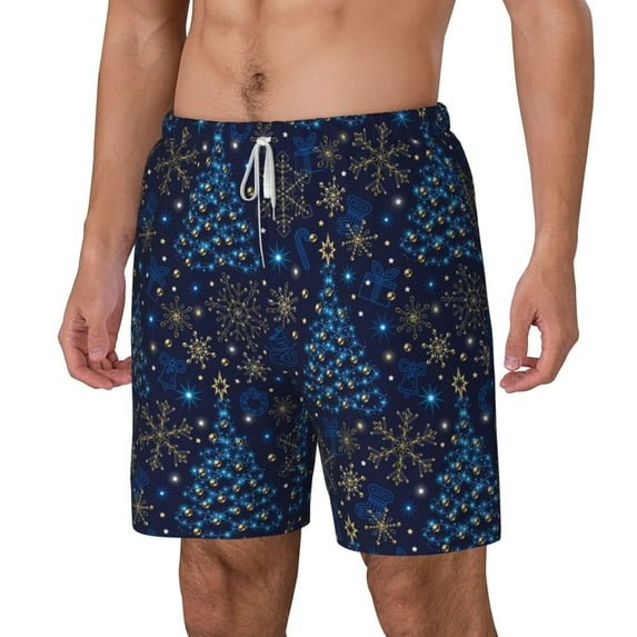 Goofa Christmas Tree Printed Men's Swim Trunks Board Shorts Quick Dry Mens Swimming Trunks with Compression Liner,Breathable Fit Hawaii Beach Shorts-XX-Large