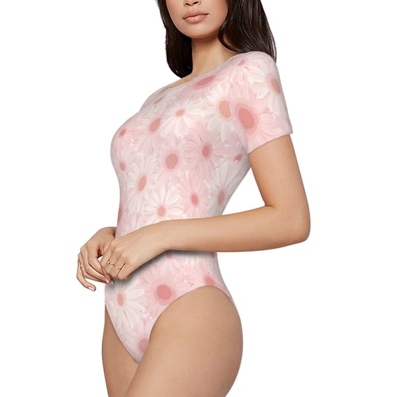 Goofa Chrysanthemum Printed Women Rash Guard Short Sleeve,Tummy control Swimsuit Surfing Swimsuit Bathing Suit One Piece Swimsuit UPF 50-X-Large