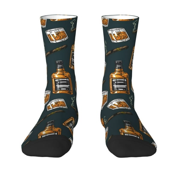 Goofa Cigar Printed Men's Crew Socks, Soft Durable Breathable Moisture-Wicking with Odor Control Cotton socks