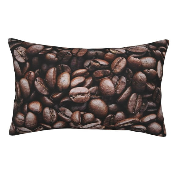 Goofa Coffee Bean Print Plush Throw Pillow Case, Soft Velvet with Hidden Zipper, Decorative Cushion Cover for Sofa, Bed, Car, and Home Décor-16"x24"