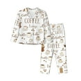 thumbnail image 1 of Goofa Coffee Printed Women’s 2 Piece Pajama Set Super,Pajamas Women's Long Sleeve Sleepwear Soft Button Down Loungewear Pjs Lounge Set Nightwear-XX-Large, 1 of 9