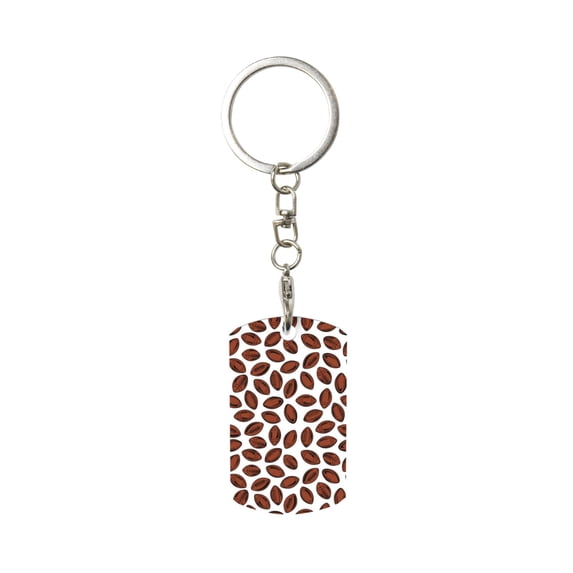 Goofa Coffee Rugby Printed Rectangular Metal Keychain Bag Charm Floral Charm for Purse Keys Metal Keyring Gift for Women Accessories