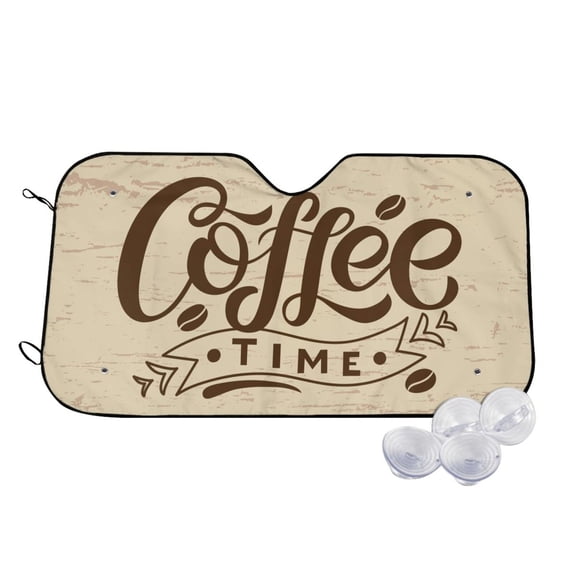 Goofa Coffee Time (2) Printed Car Windshield Sunshade,Foldable Reflective Sun Visor,UV Protection Heat Blocker Sunshade,Car Cooling Accessory-Small
