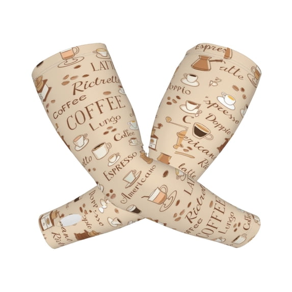 Goofa Coffee Time Pattern UV Sun Protection Arm Sleeves, UPF 50 Sports Cooling Arm Compression Sleeves for Men Women Teenager