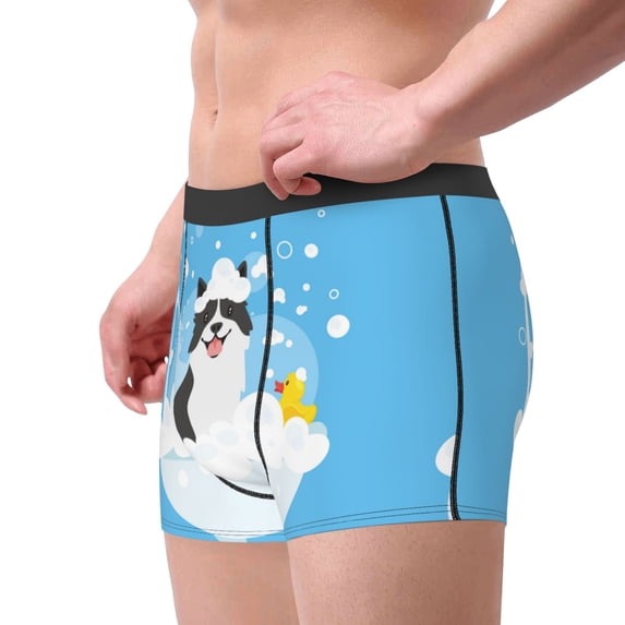 Goofa Collie in Bathtub Printed Men's Boxer Briefs Underwear, Moisture-Wicking Underwear, Trunk,Soft and Breathable Cotton Underwear-Small