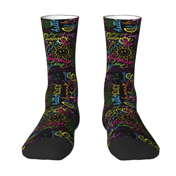 Goofa Color Summer Printed Men's Crew Socks, Soft Durable Breathable Moisture-Wicking with Odor Control Cotton socks