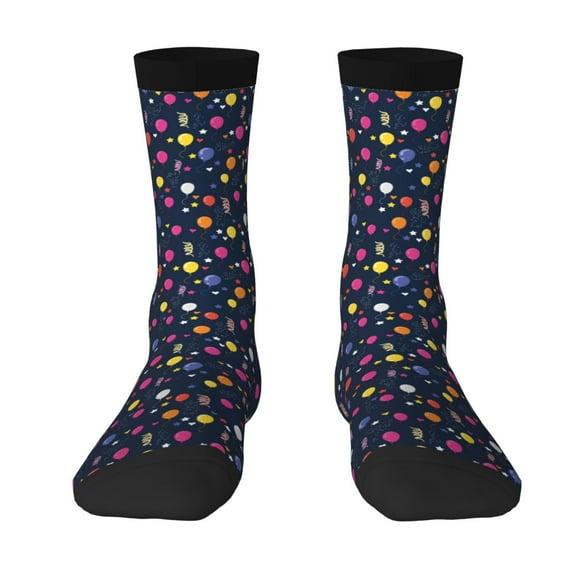 Goofa Colored Balloons Printed Men's Crew Socks, Soft Durable Breathable Moisture-Wicking with Odor Control Cotton socks