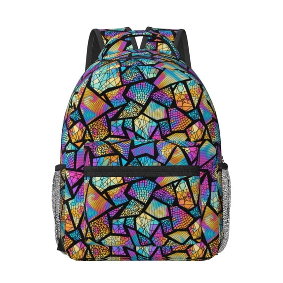 Goofa Colored Glass1 Pattern Comfortable Student Backpack - Ergonomic Design, Durable, Water-Resistant, Multi-Compartment,Travel, and Outdoor Activities