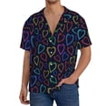 thumbnail image 1 of Goofa Colored Hearts Printed Men's Casual Short-sleeved Shirt,Lightweight Breathable Button-down,Summer Casual men's top,Versatile Fashion shirt-Large, 1 of 7