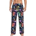 thumbnail image 1 of Goofa Colorful Animals Pattern Printed Soft Pajama Pants for Men, Wide Leg Comfy Casual Lounge Yoga Pants-XX-Large, 1 of 9