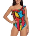 thumbnail image 1 of Goofa Colorful Arrow Graffiti Pattern Pattern Women's One Piece Swimsuits Tummy Control Bathing Suits Asymmetric One Shoulder Swimwear-Medium, 1 of 6