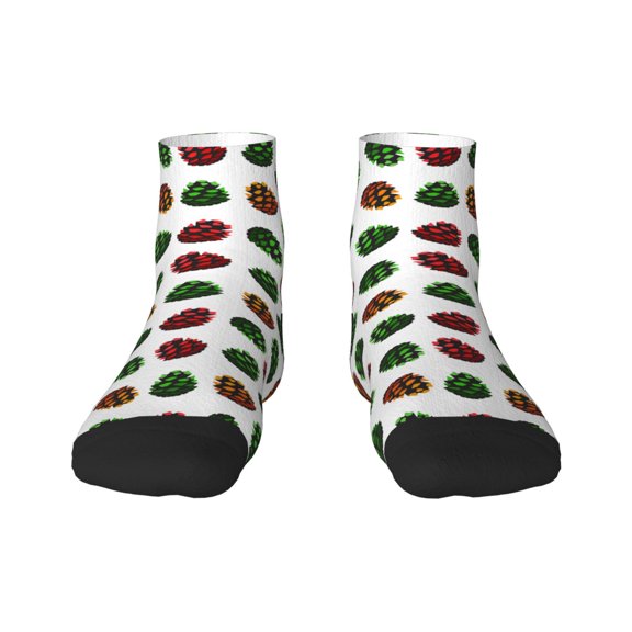 Goofa Colorful Autumn Pinecones Pattern Non Slip Socks with Grips for Elderly, Crew Socks Yoga Hospital Socks Cushioned Sole Gripper Socks for Men Women