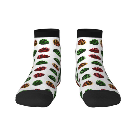 Goofa Colorful Autumn Pinecones Pattern Non Slip Socks with Grips for Elderly, Crew Socks Yoga Hospital Socks Cushioned Sole Gripper Socks for Men Women