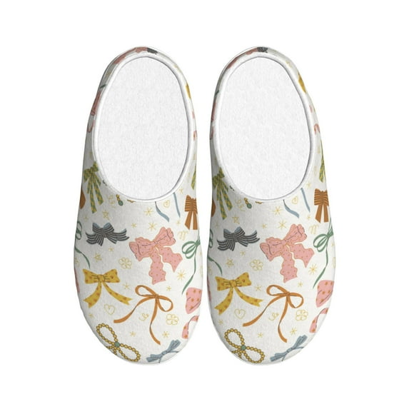 Goofa Colorful Bow Knots1 Print Womens Mens Cotton Lightweight House Slippers , Washable Home Slippers,Indoor Comfy Bedroom Cozy Slippers-42/43