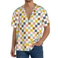 thumbnail image 1 of Goofa Colorful Checkered 1 Printed Men's Casual Short-sleeved Shirt,Lightweight Breathable Button-down,Summer Casual men's top,Versatile Fashion shirt-Large, 1 of 7