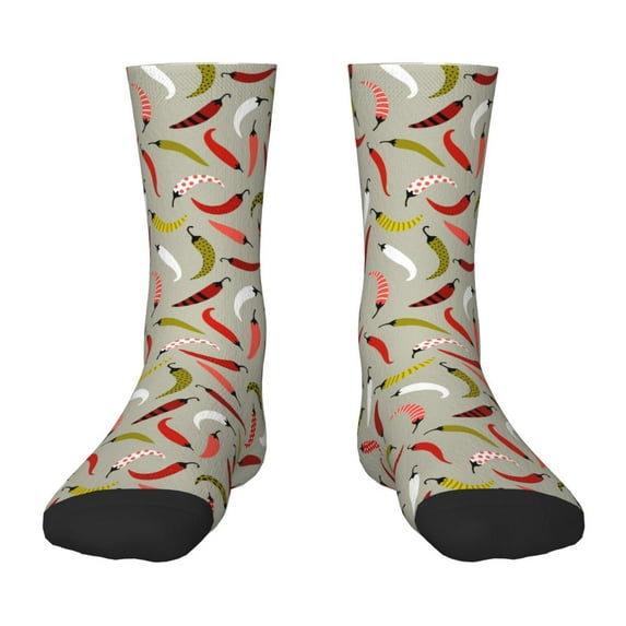 Goofa Colorful Chili Pattern Children's Crew Socks, Kids' Daily Wear and Sports Socks, Breathable Socks, Sports Socks, Moisture-Wicking Socks for Children