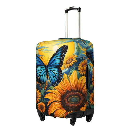 Goofa Colorful Cloud Butterfly Sunflower Pattern Luggage Covers For Suitcase,Suitcase Cover Protector Fit 18-32 Inch Luggage-Medium