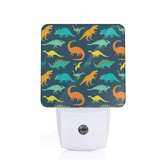 Goofa Colorful Dinosaur Night Light, Plug-in, Dusk to Dawn Sensor, Warm White, Ambient Lighting, Ideal Kids Adults Nightlight-EU