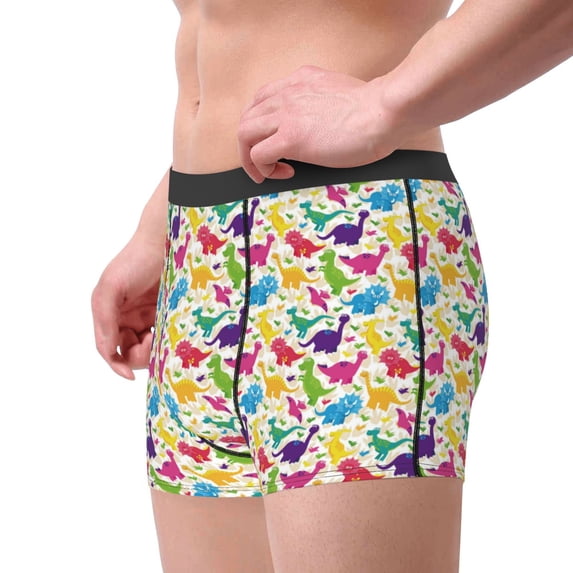 Goofa Colorful Dinosaurs Printed Men's Boxer Briefs Underwear, Moisture-Wicking Underwear, Trunk,Soft and Breathable Cotton Underwear-XX-Large
