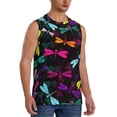 thumbnail image 1 of Goofa Colorful Dragonflies Printed Men's Sleeveless T-Shirt - Athletic Gym Workout Tank Top for Men - Moisture-Wicking, UPF 30+ Quick-Dry Muscle Tee-Medium, 1 of 8